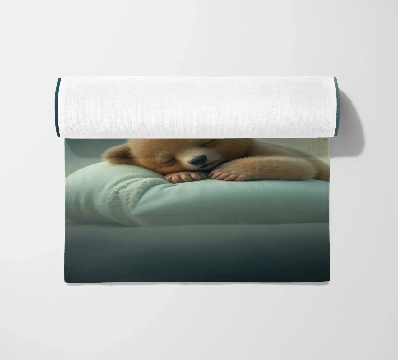 Carino il cucciolo d'orso che dorme pacificamente su un soffice cuscino telo mare da DesignDoodle