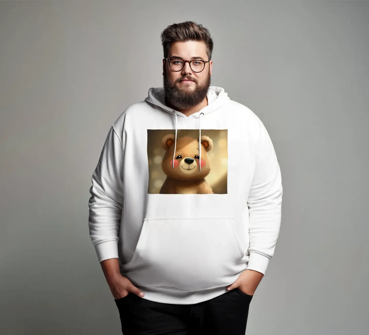 Cute cartoon bear with rosy cheeks smiling warmly hoodie by DesignDoodle