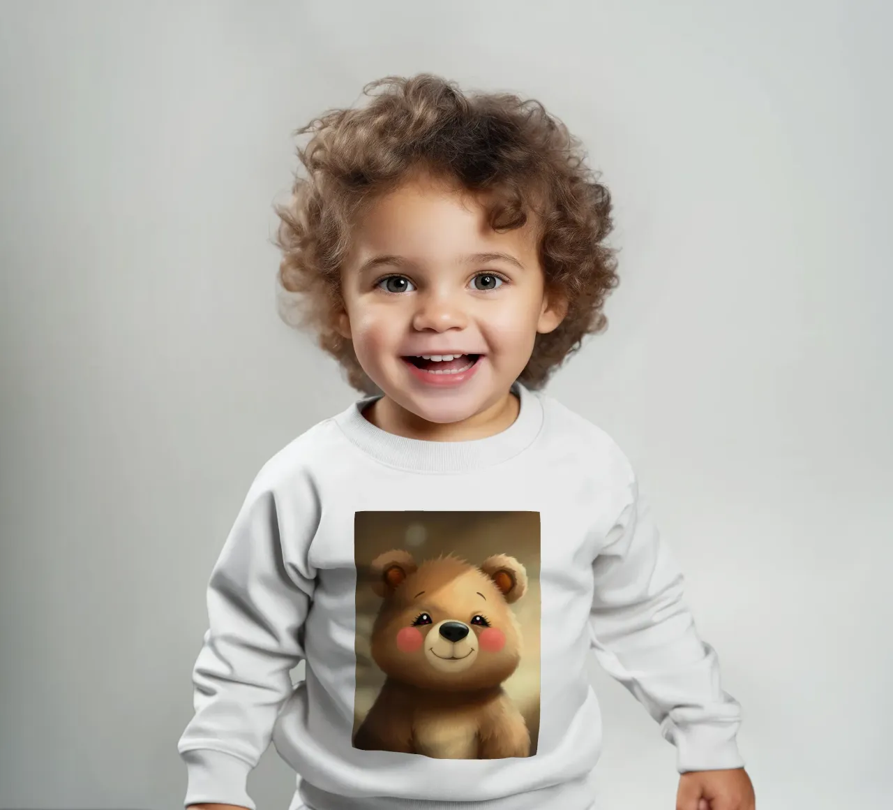 Simpatico orso dei cartoni animati con le guance rosee che sorride calorosamente felpa neonato da DesignDoodle