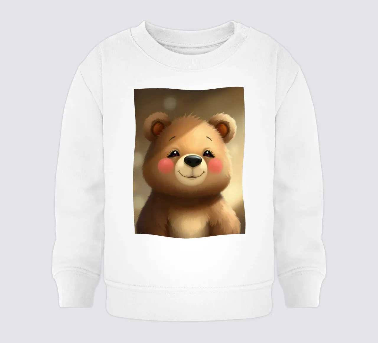 Simpatico orso dei cartoni animati con le guance rosee che sorride calorosamente felpa neonato da DesignDoodle