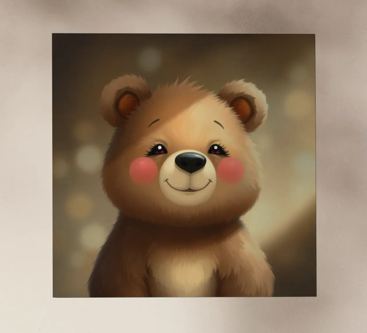 Simpatico orso dei cartoni animati con le guance rosee che sorride calorosamente pellicola backlit da DesignDoodle
