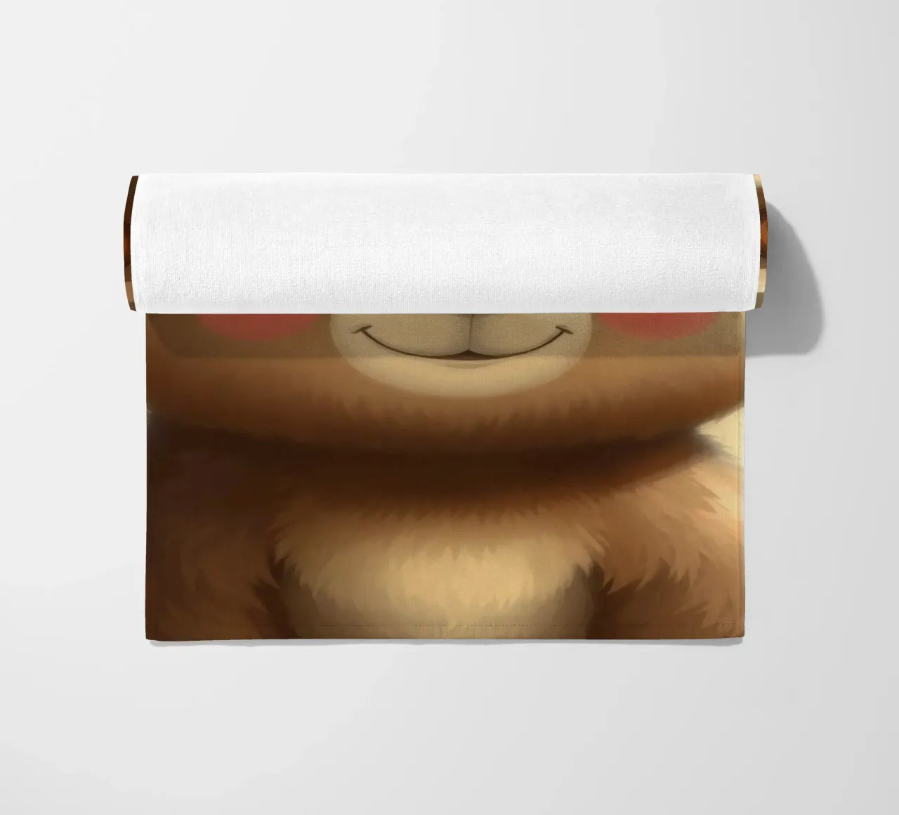 Cute cartoon bear with rosy cheeks smiling warmly beach towel by DesignDoodle