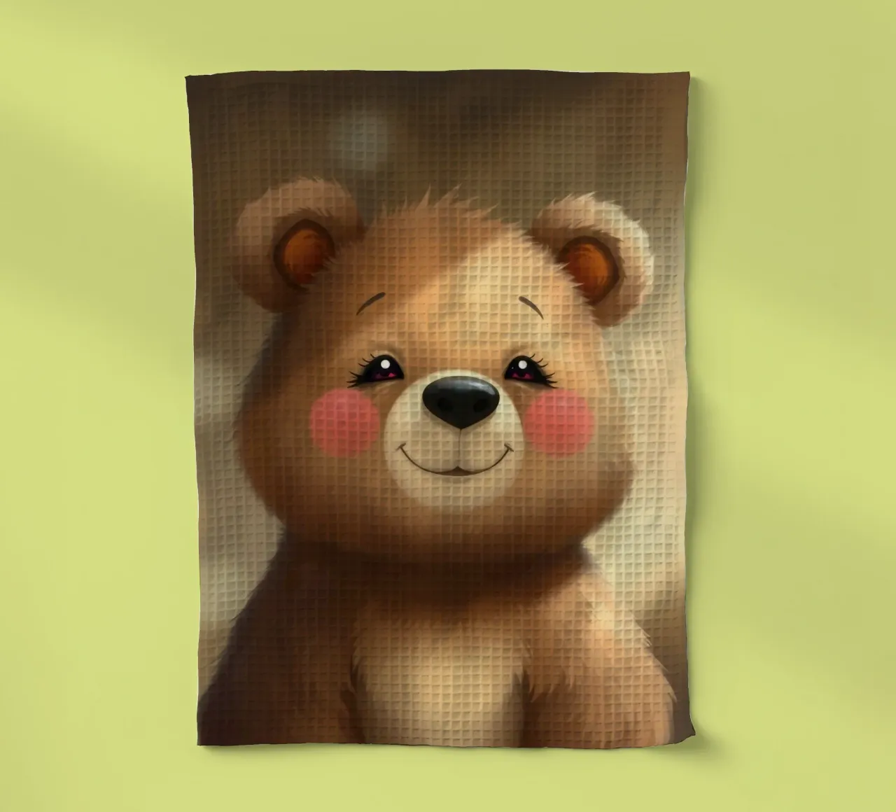 Simpatico orso dei cartoni animati con le guance rosee che sorride calorosamente canovaccio da cucina da DesignDoodle