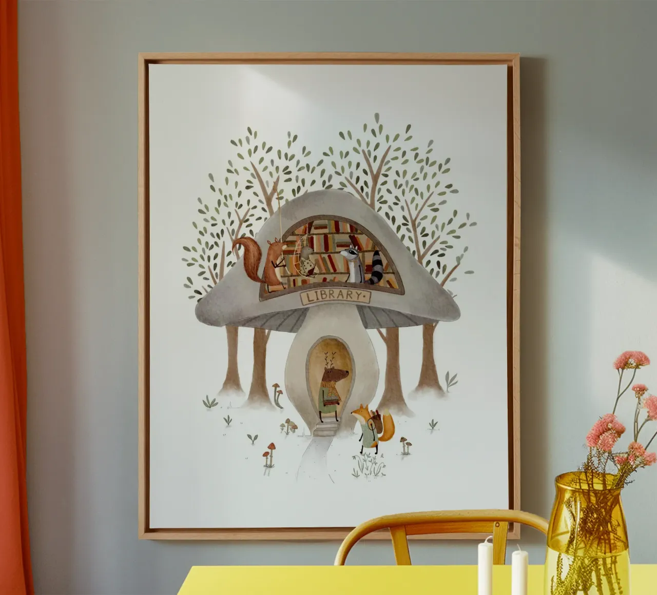 Whimsical Mushroom Art Print For Children's Room canvas with Floater frame by Urchin Bay Art