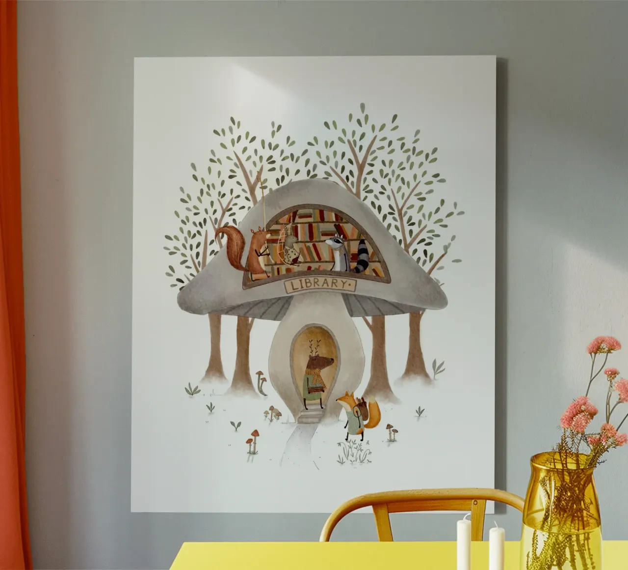 Whimsical Mushroom Art Print For Children's Room canvas with Floater frame by Urchin Bay Art