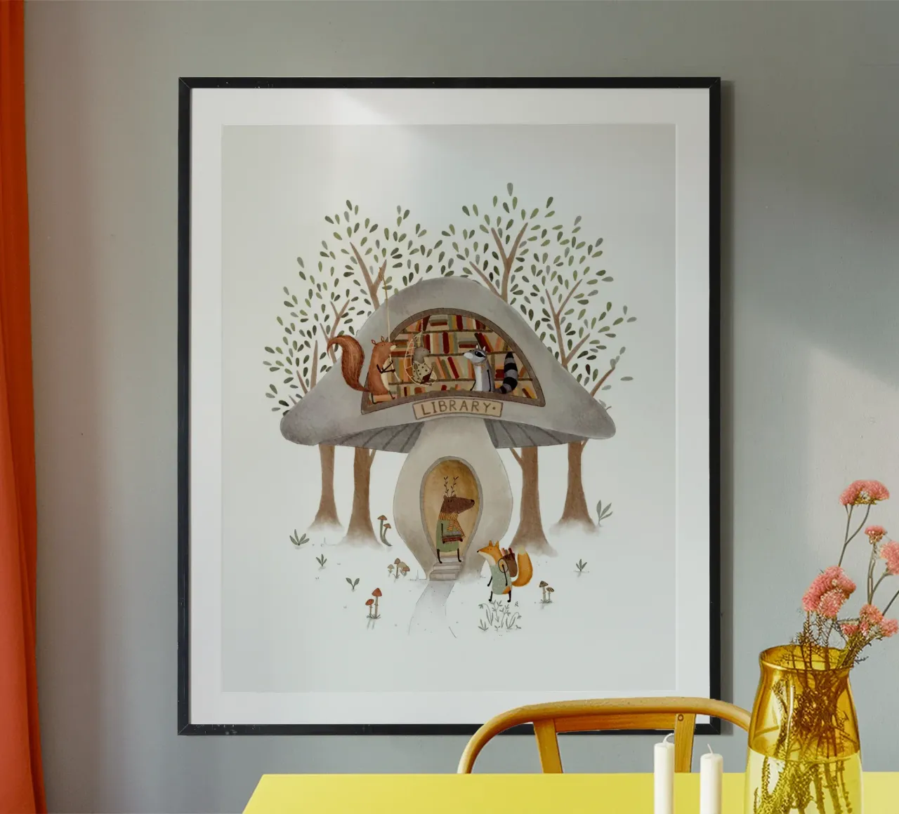 Stampa d'arte di funghi stravaganti per la camera dei bambini poster con telaio in alluminio da Urchin Bay Art