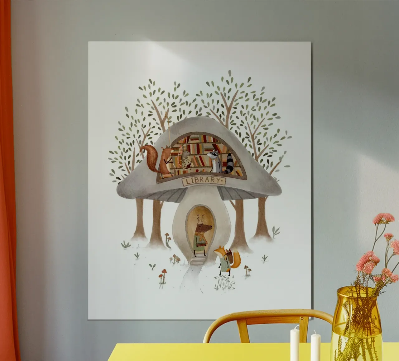 Stampa d'arte di funghi stravaganti per la camera dei bambini poster con telaio in alluminio da Urchin Bay Art