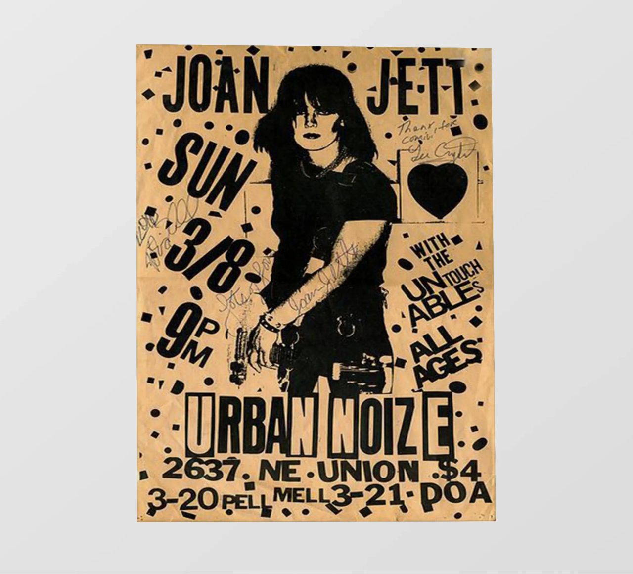 Original 1981 Joan Jett Untouchables Concert Flyer film rétro-éclairé de SoundStudio