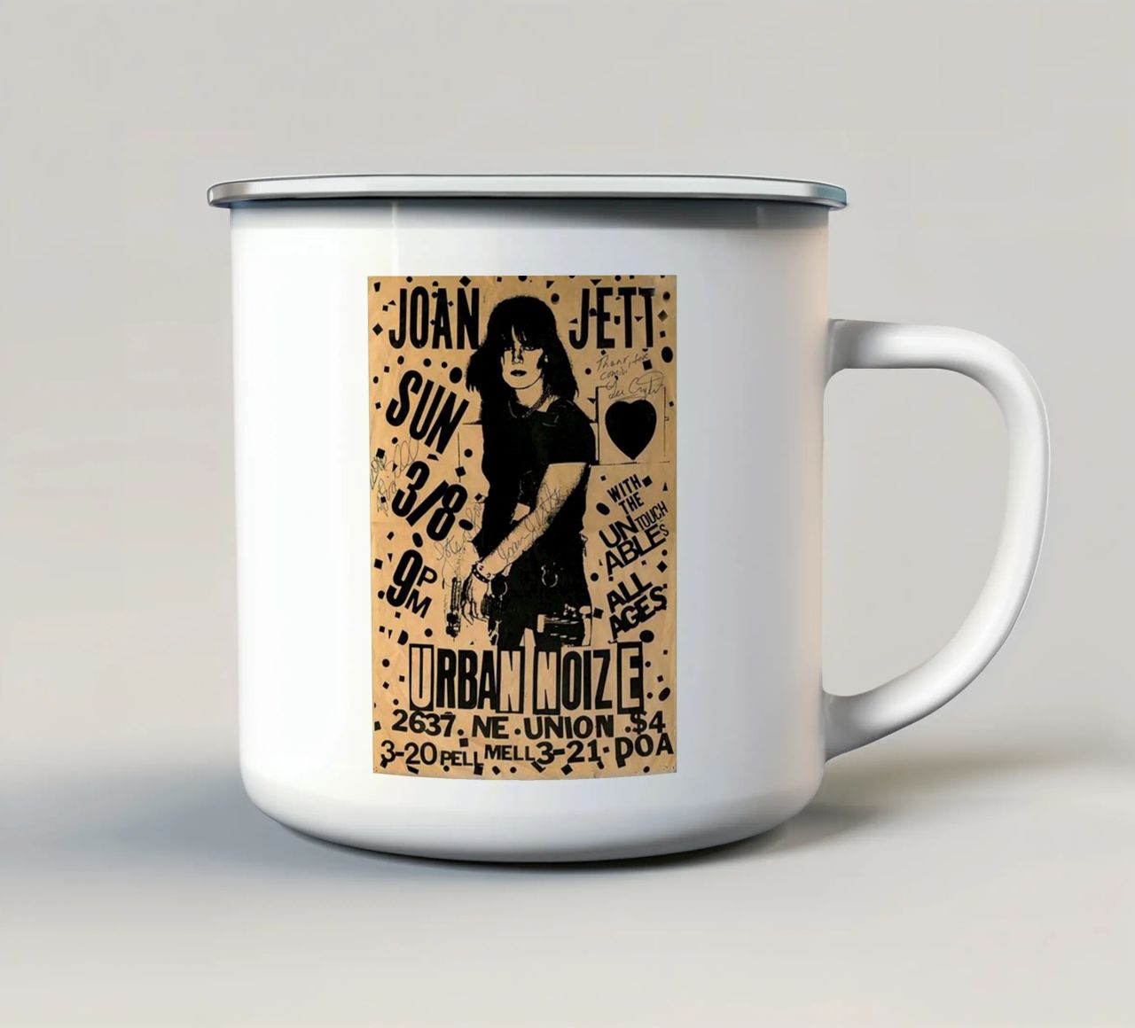 Original 1981 Joan Jett Untouchables Concert Flyer mug en émail de SoundStudio