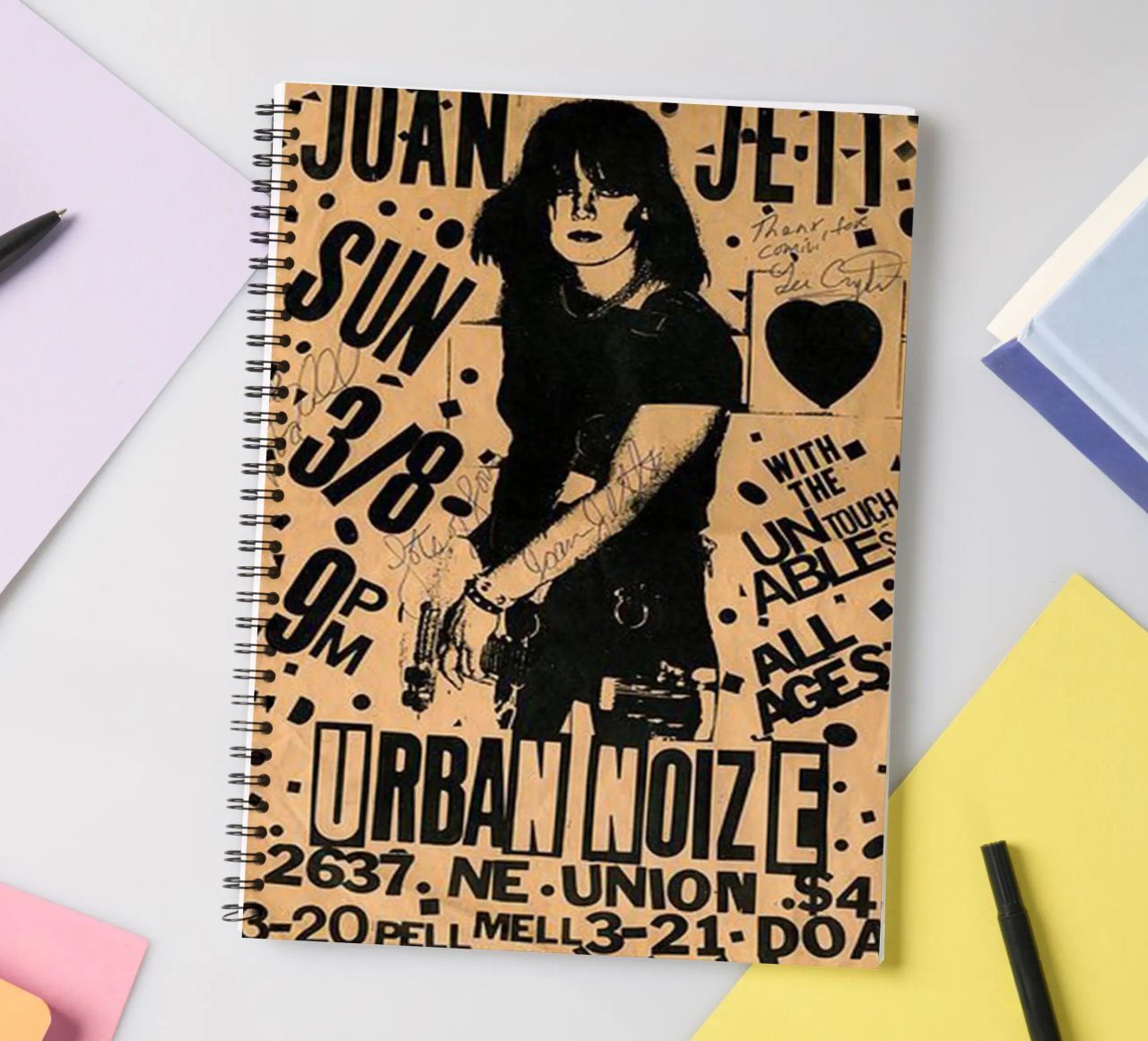 Original 1981 Joan Jett Untouchables Concert Flyer carnet à spirale de SoundStudio