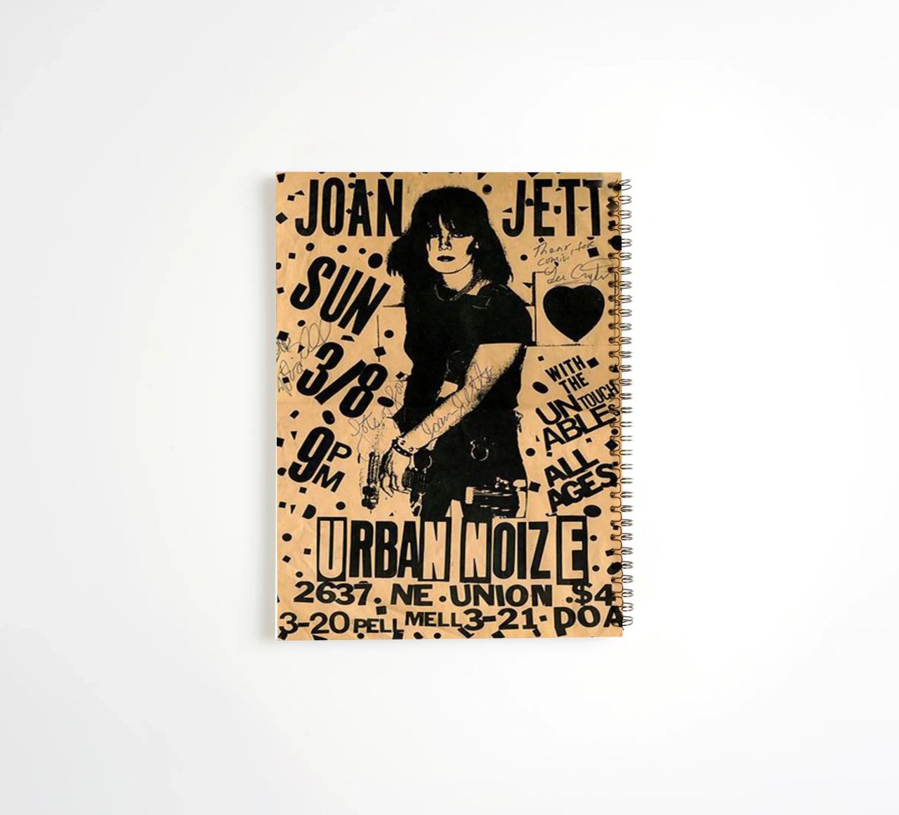 Original 1981 Joan Jett Untouchables Concert Flyer carnet à spirale de SoundStudio