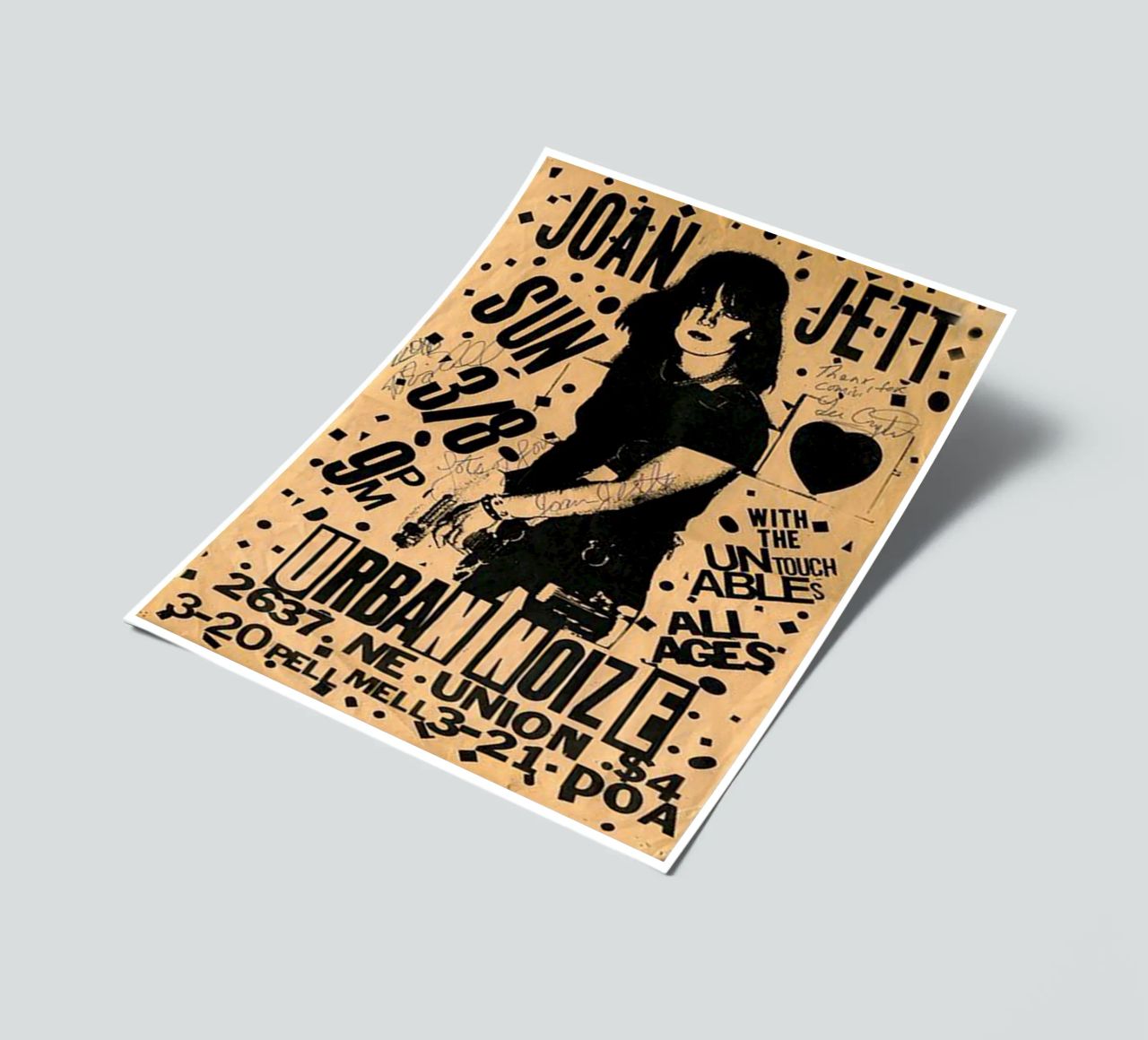 Original 1981 Joan Jett Untouchables Concert Flyer planche autocollant de SoundStudio