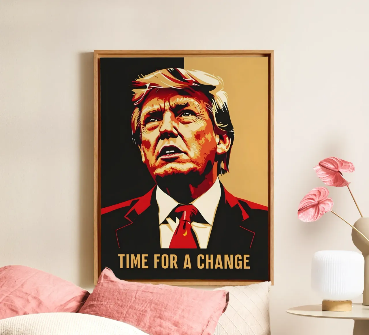 Donald Trump Tijd voor verandering canvas met Baklijst van RETRO VINTAGE EDITION