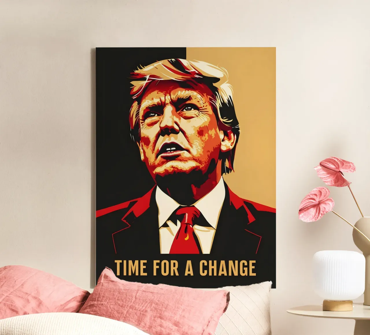 Donald Trump Tijd voor verandering canvas met Baklijst van RETRO VINTAGE EDITION