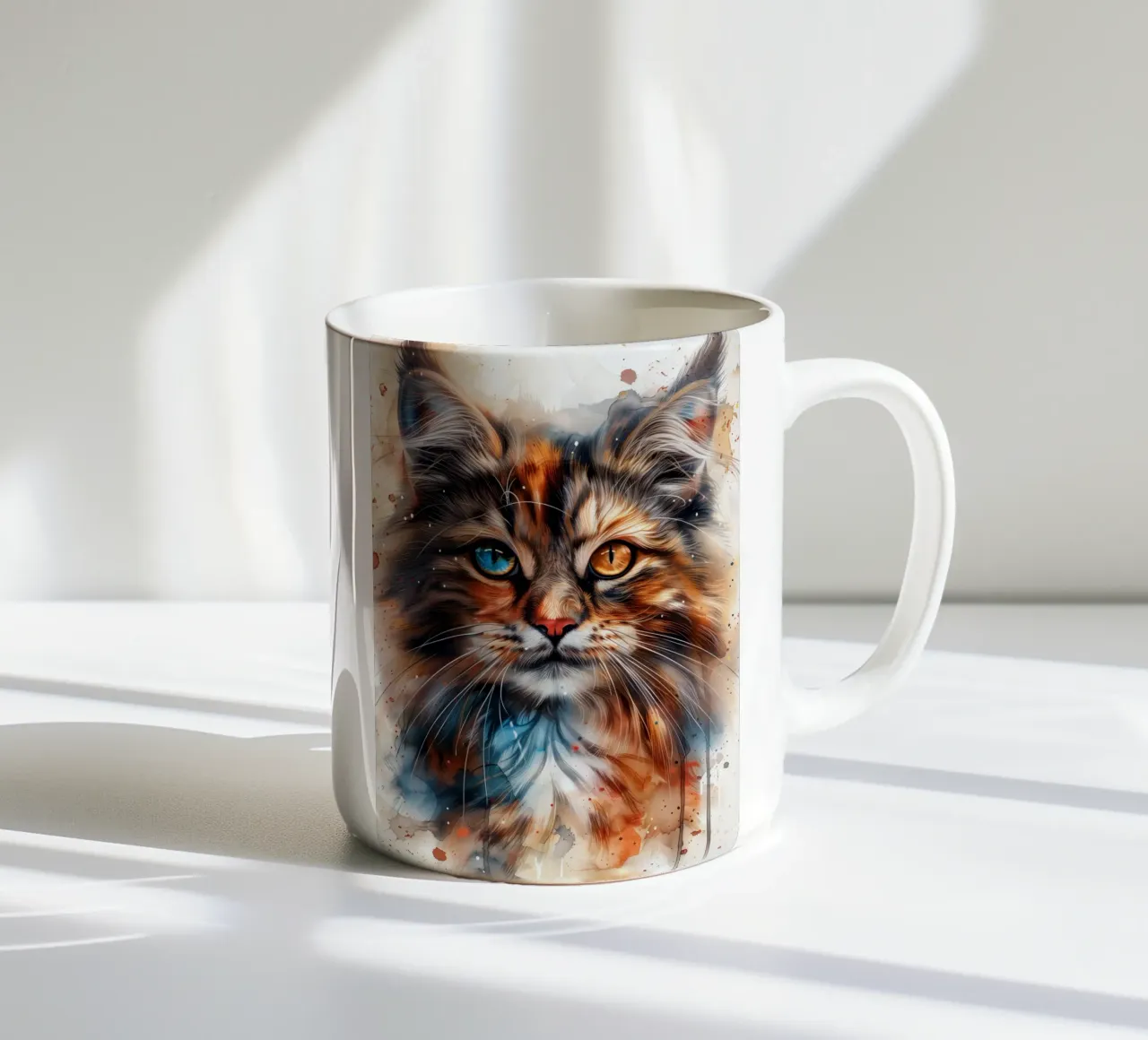 Gatto di colore misto tazza in ceramica da Justyna Jaszke JBJart