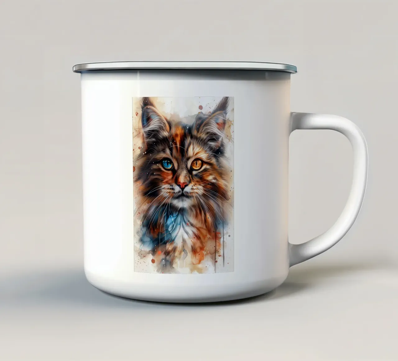 Gatto di colore misto tazza in smalto da Justyna Jaszke JBJart