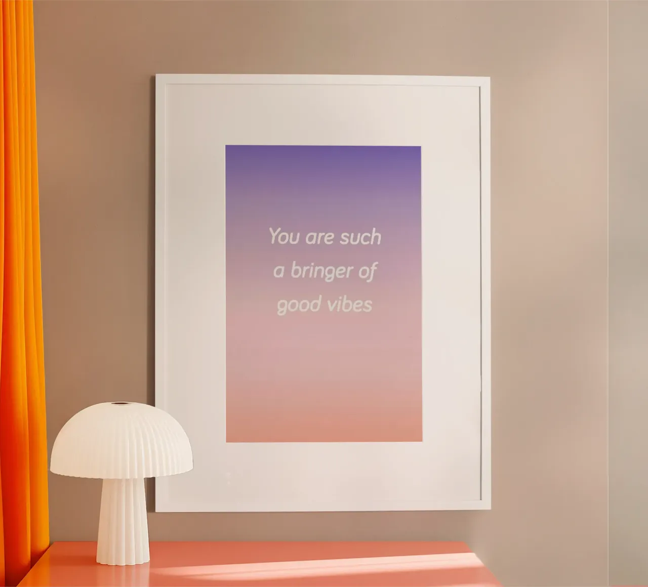 Bringer Of Good Vibes poster con telaio in legno da Oh Darling