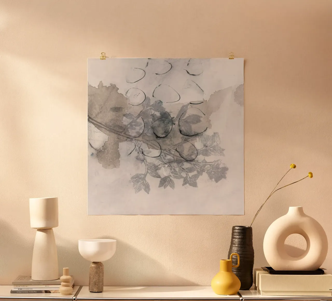 botanical collage poster con telaio in alluminio da IRIS LEHNHARDT FINE ART