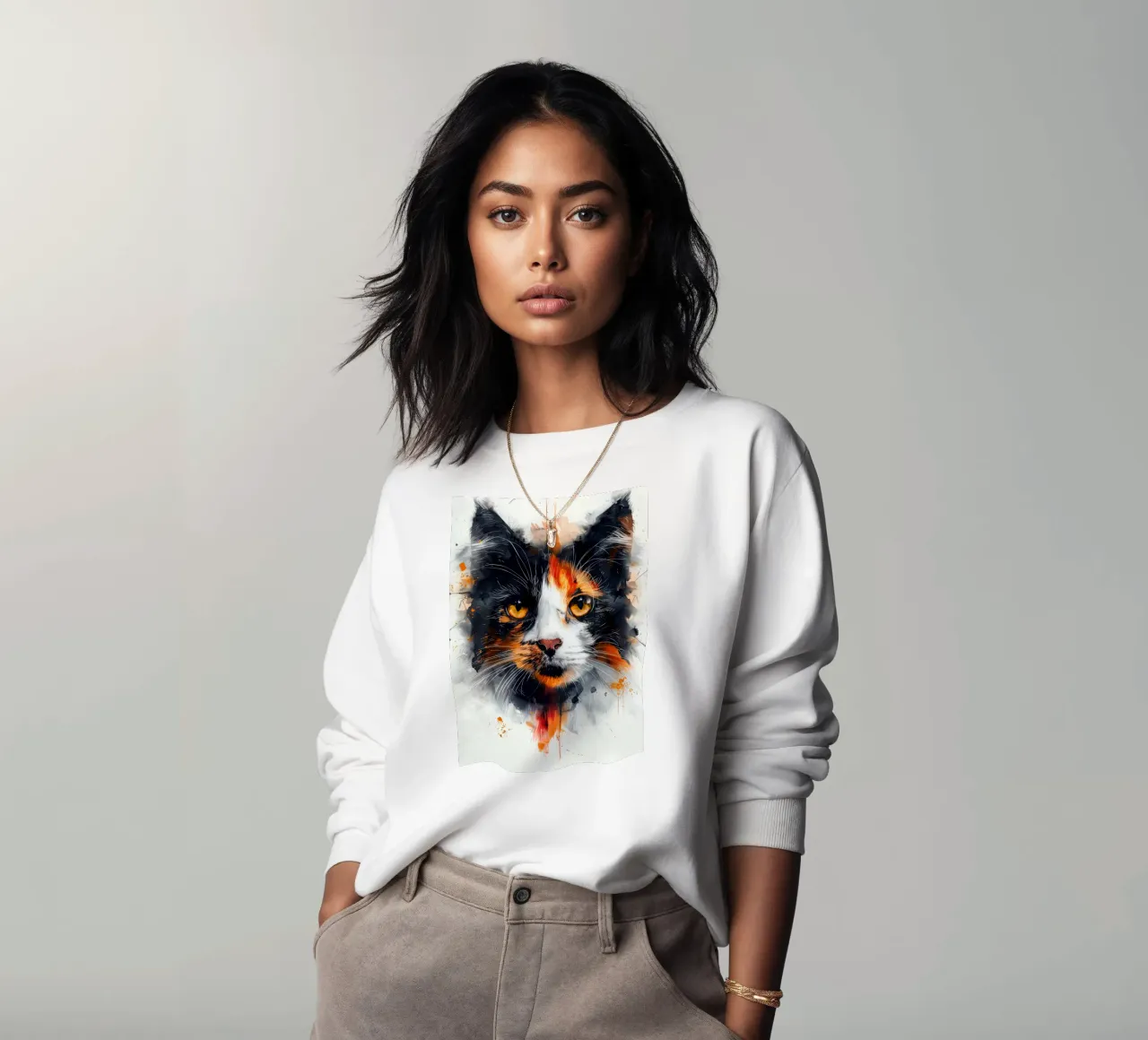 Tri color cat felpa da Justyna Jaszke JBJart