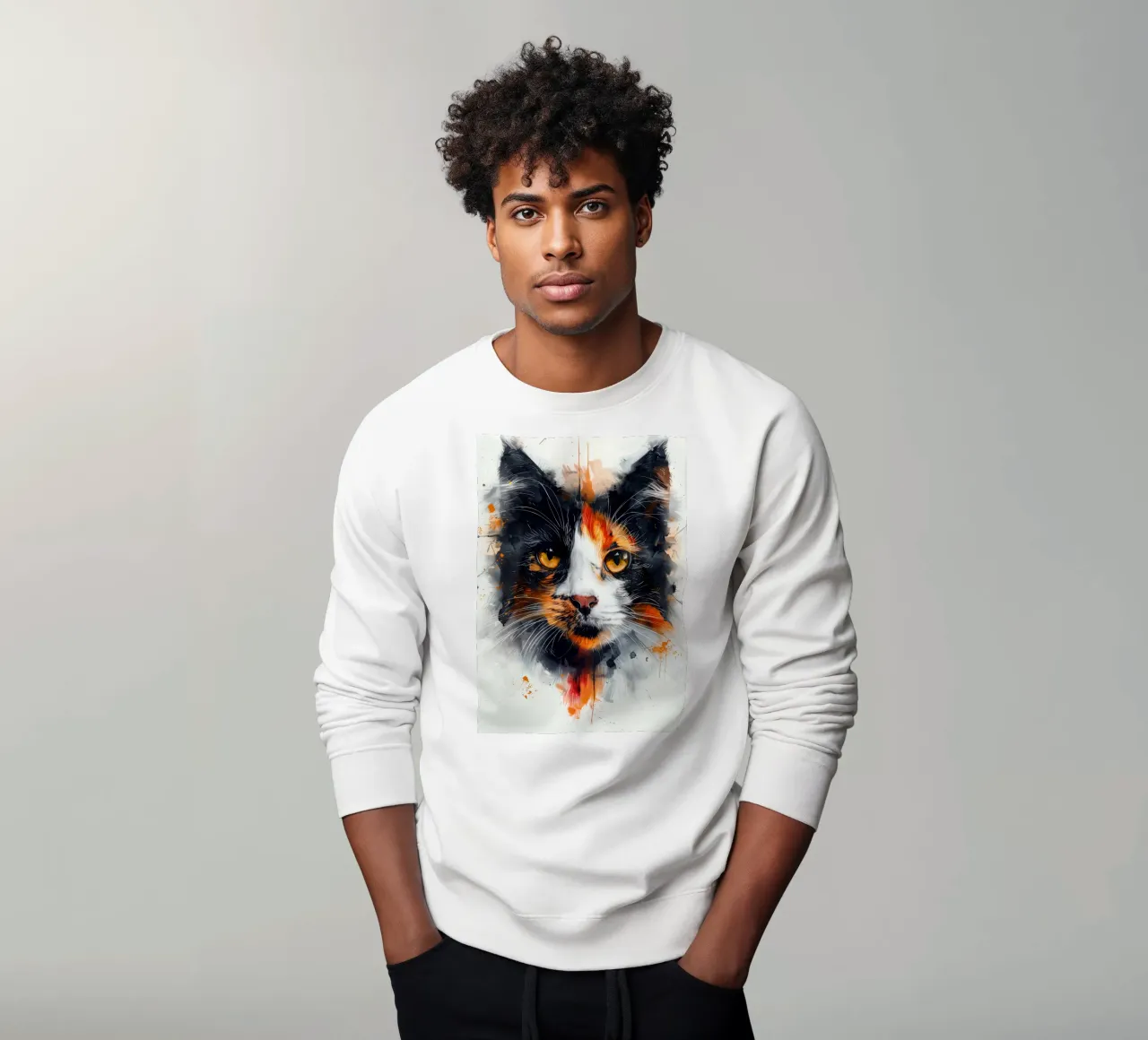 Tri color cat felpa da Justyna Jaszke JBJart