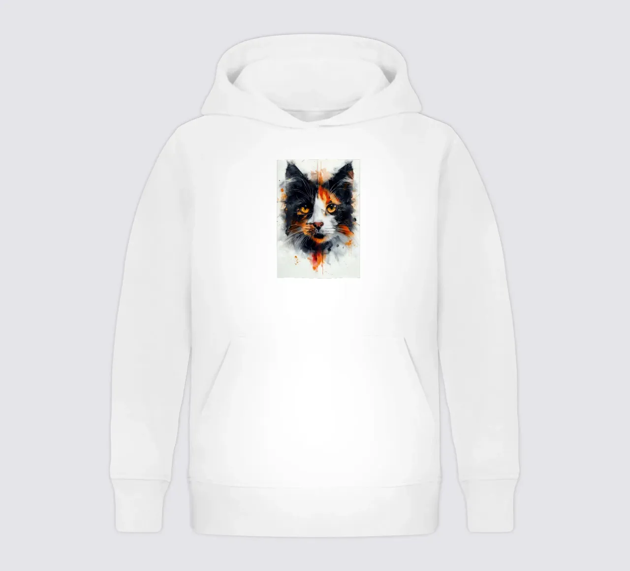 Tri color cat felpa bambino con cappuccio da Justyna Jaszke JBJart