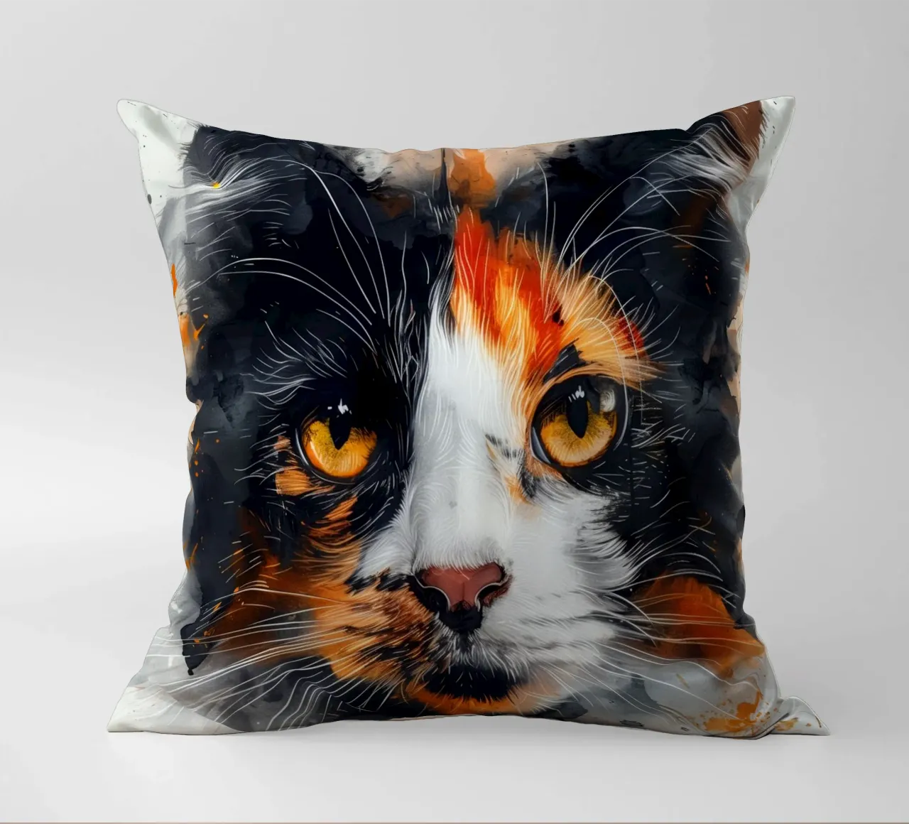 Tri color cat cuscino da Justyna Jaszke JBJart