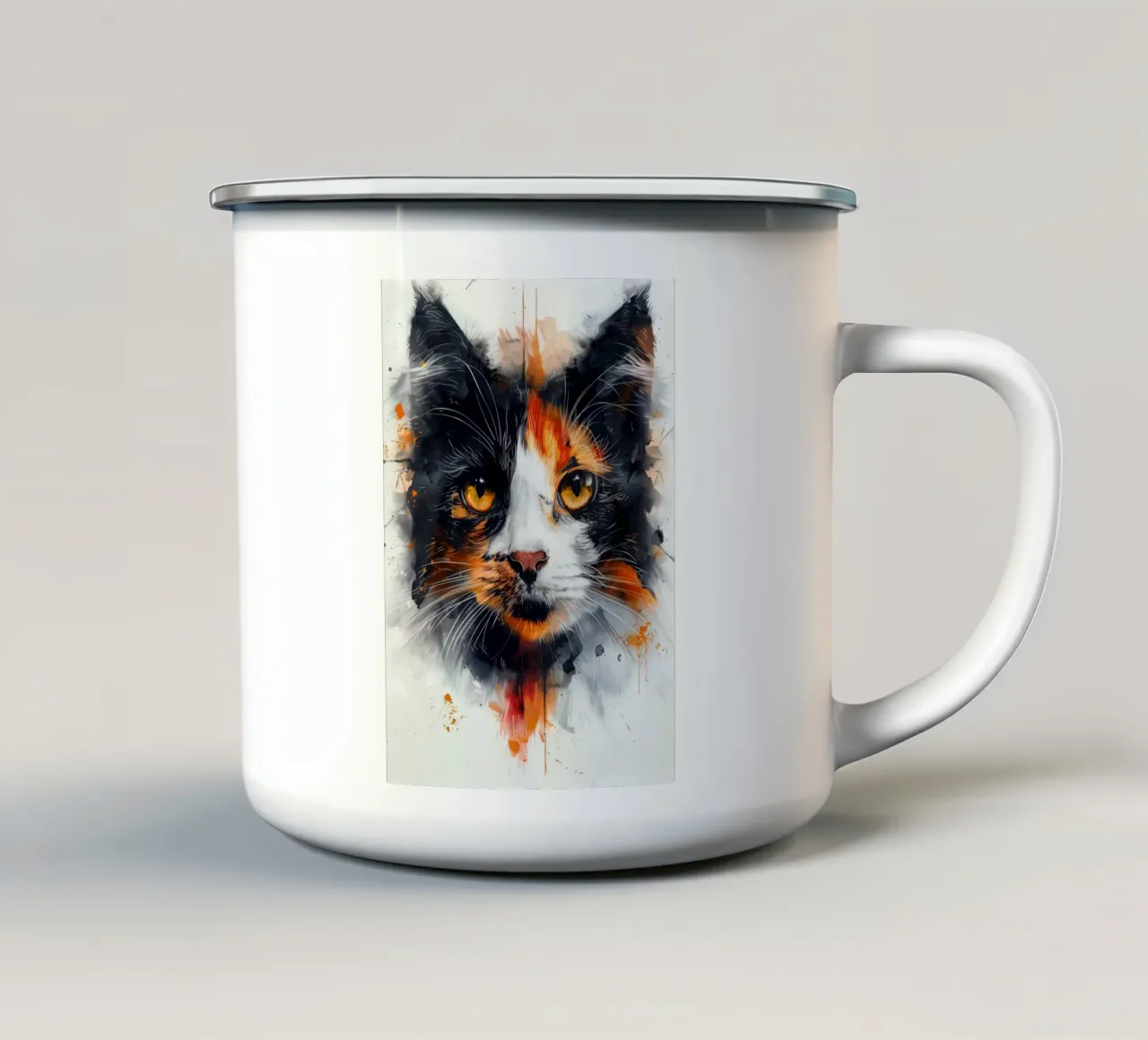 Tri color cat tazza in smalto da Justyna Jaszke JBJart