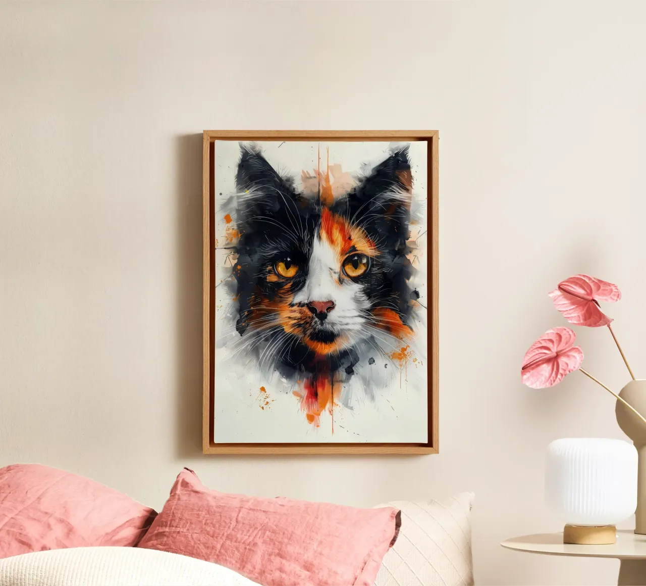 Tri color cat tela con Cornice a cassetta da Justyna Jaszke JBJart