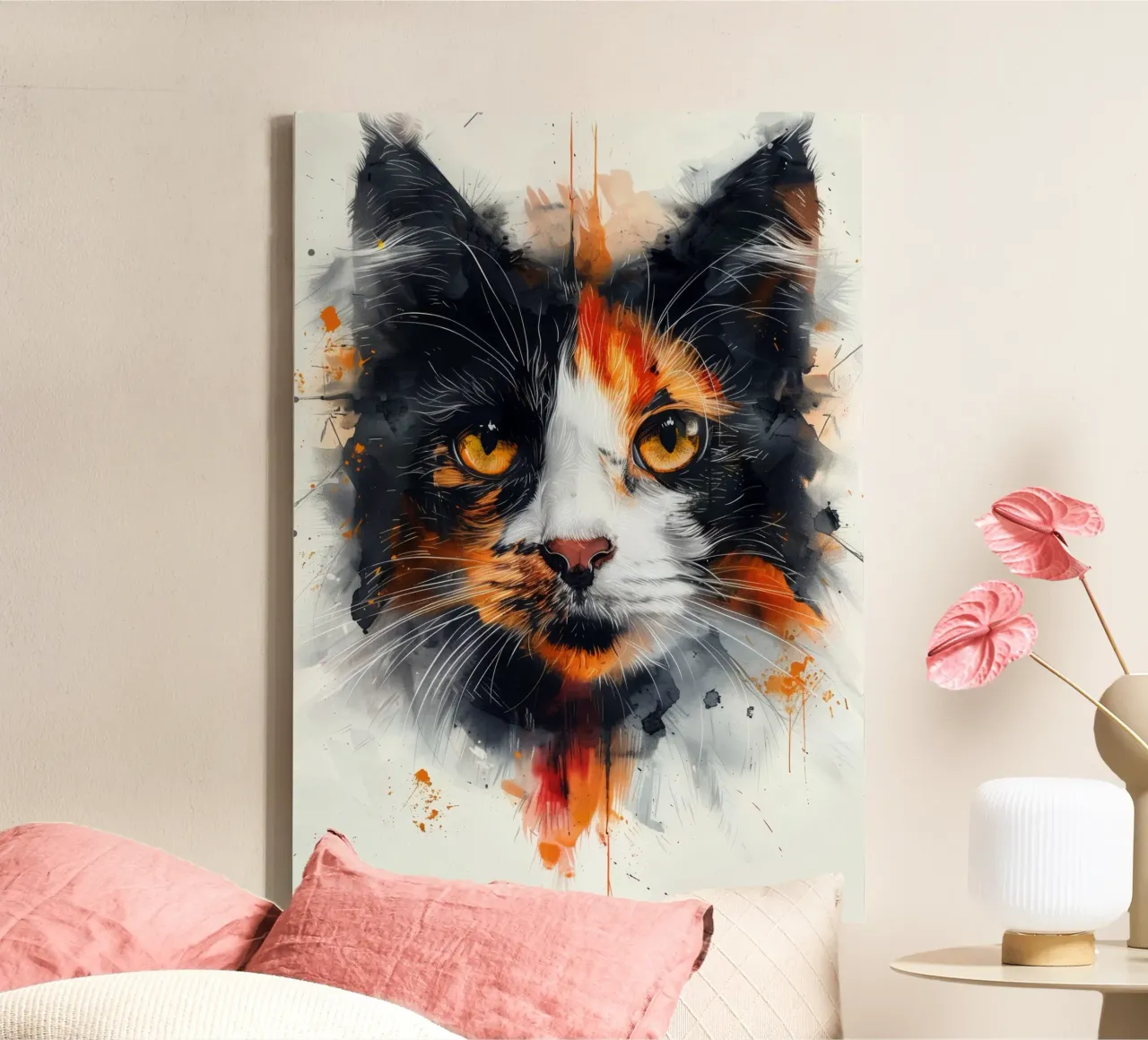 Tri color cat tela con Cornice a cassetta da Justyna Jaszke JBJart