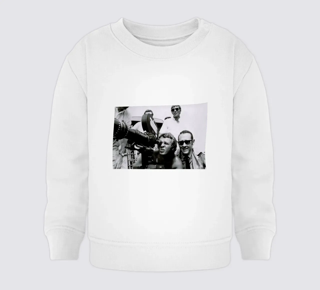 Steve McQueen behind the Camera baby sweatshirt by Gallery Print and Art Limited