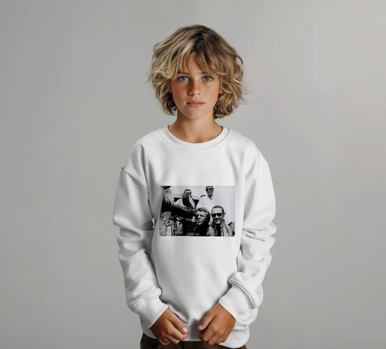 Steve McQueen behind the Camera kids sweatshirt by Gallery Print and Art Limited