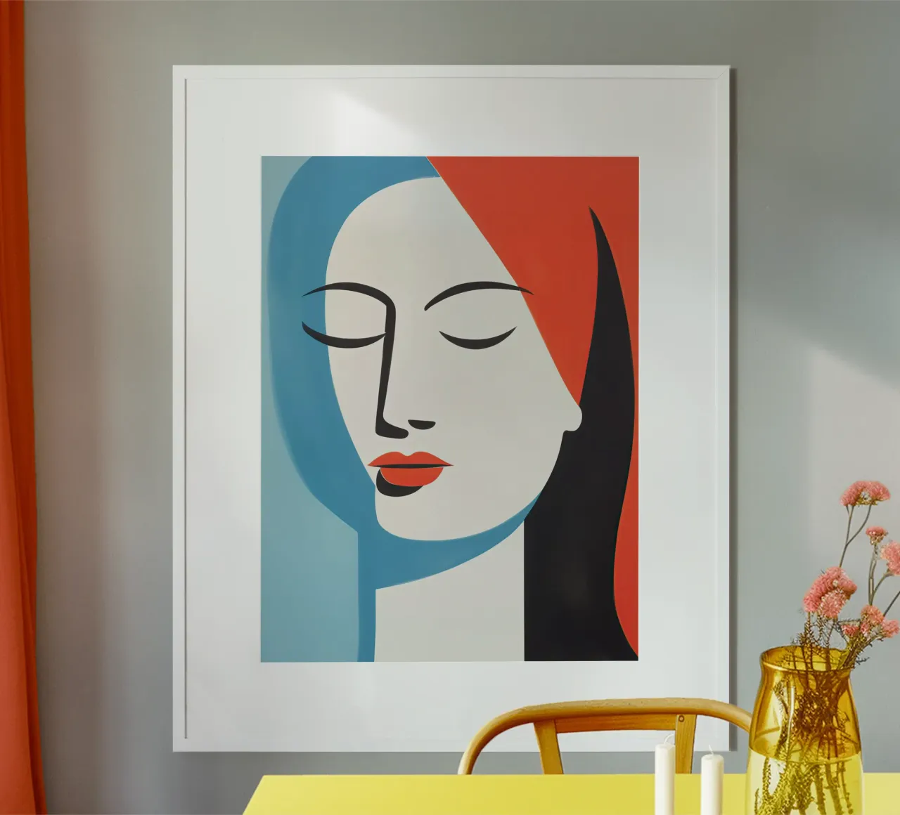 Abstraktes Portrait einer Stillen Frau Poster mit Aluminium Rahmen von Autofocus