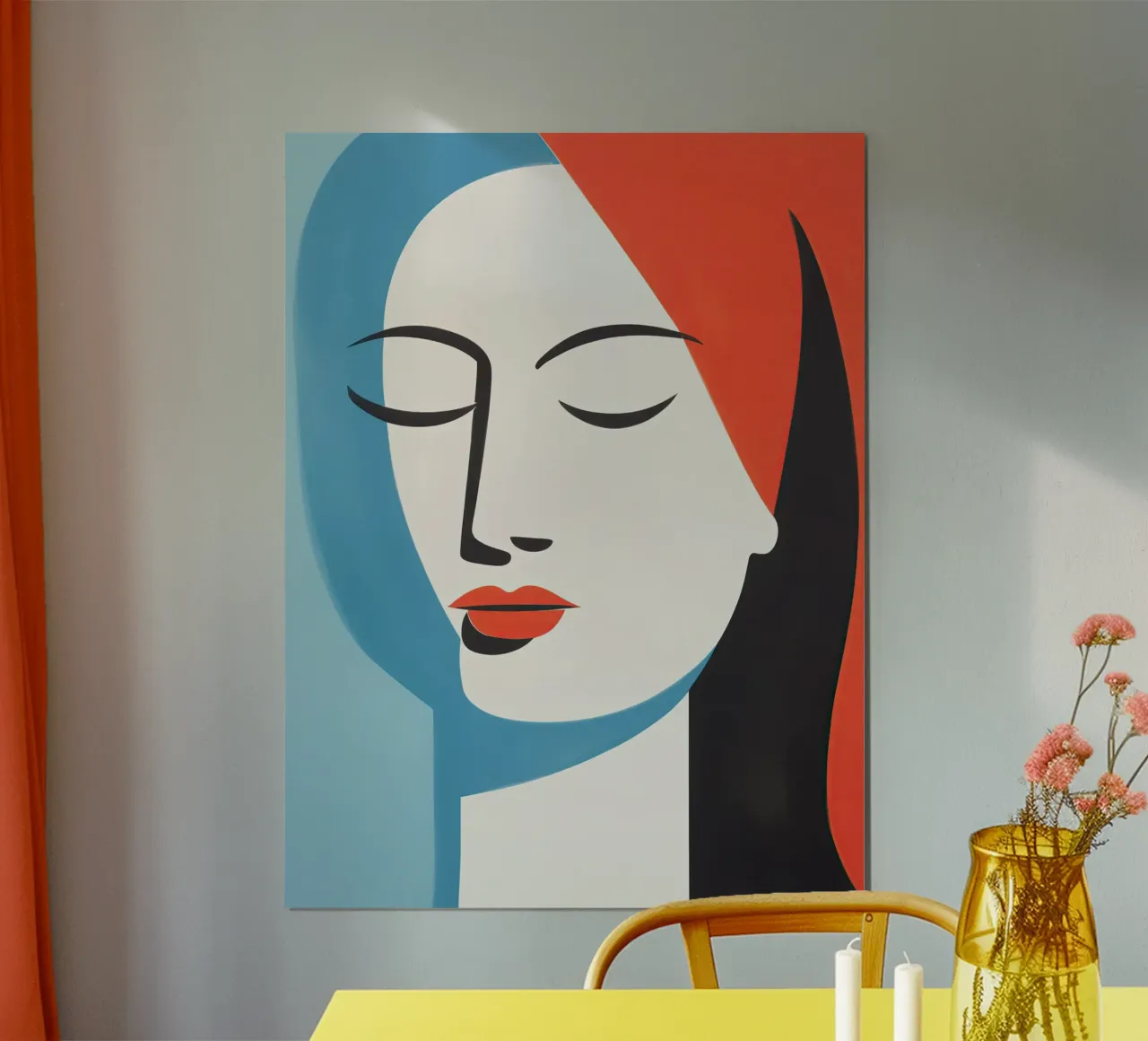 Abstraktes Portrait einer Stillen Frau Poster mit Aluminium Rahmen von Autofocus