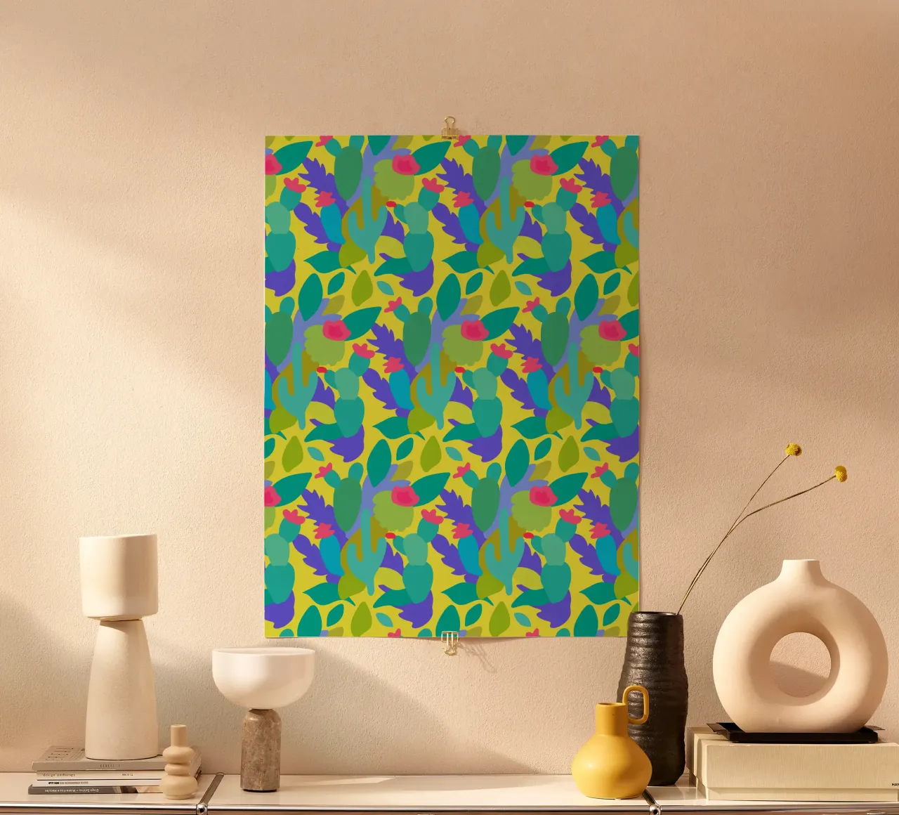 Cactus poster con telaio in legno da Ana Paniagua Design