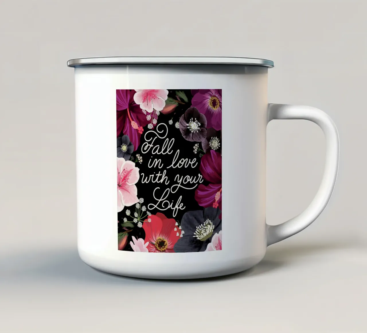 Fall in love with your life tazza in smalto da anisillustration