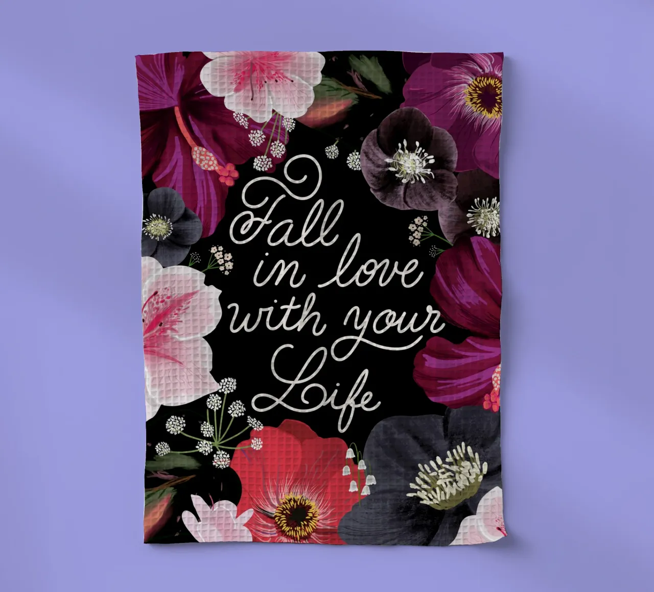 Fall in love with your life tea towel by anisillustration