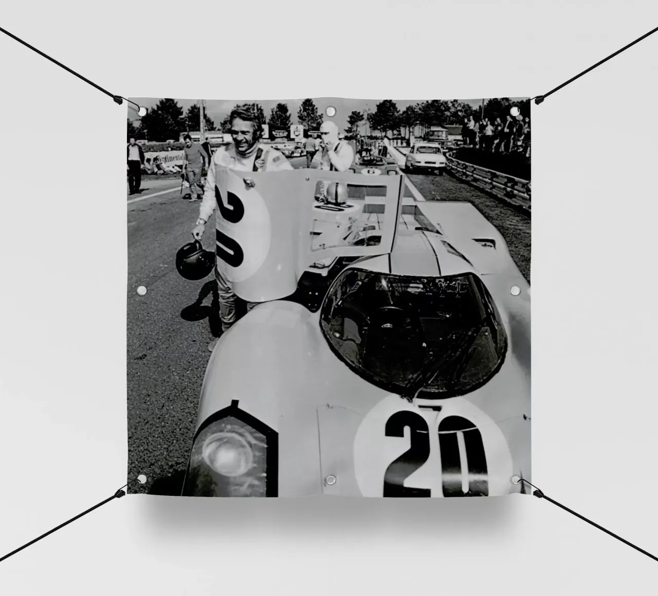 Steve McQueen with Porsche 917 telo in pvc da Gallery Print and Art Limited
