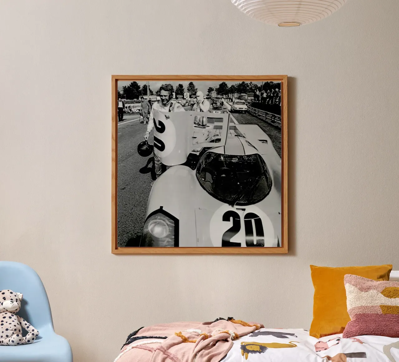 Steve McQueen with Porsche 917 alluminio dibond da Gallery Print and Art Limited