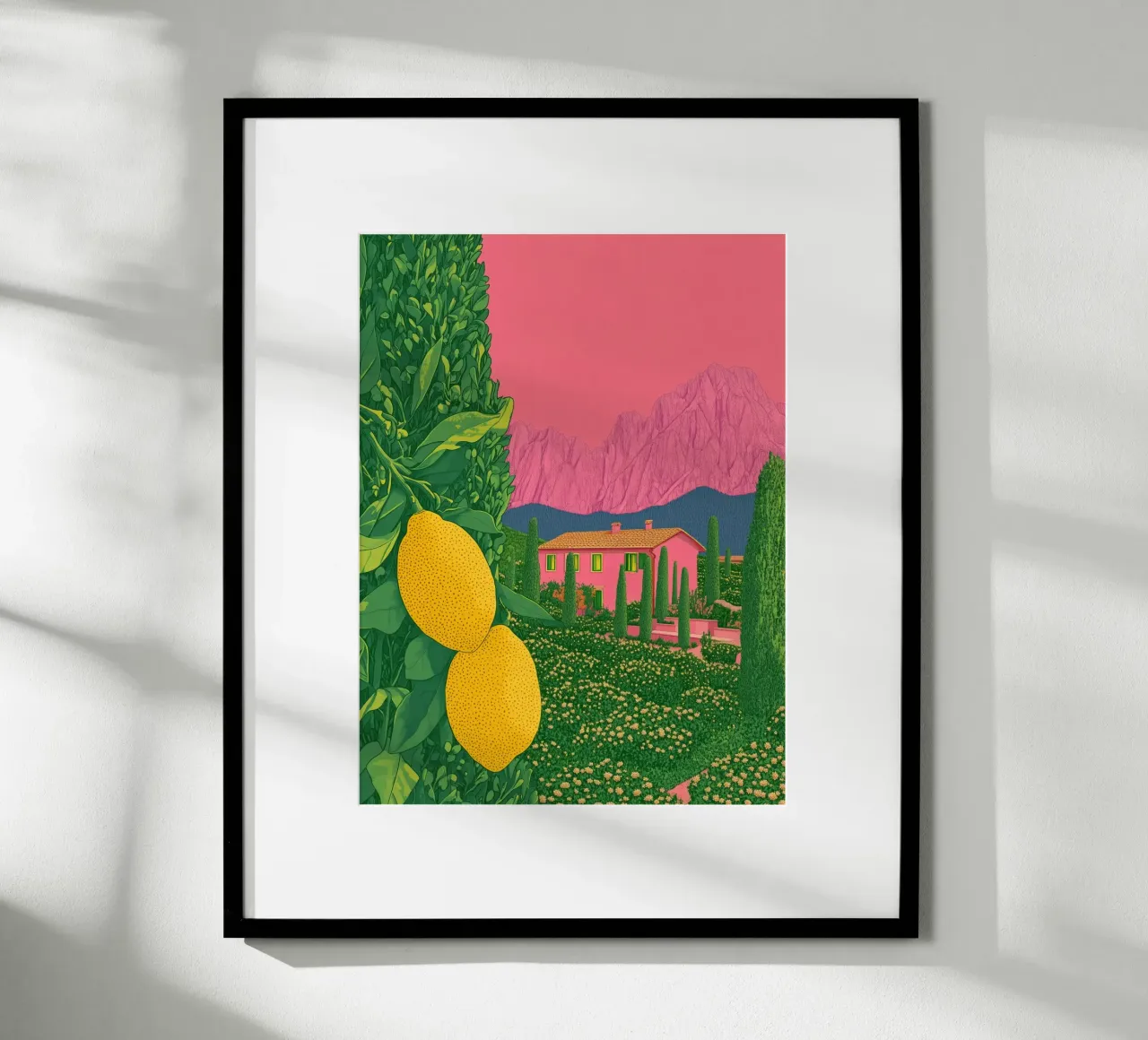 Lila Lebensmittel & Zitronen Pop-Art Sommer Toskana & Dolomiten Poster Poster von Kaji