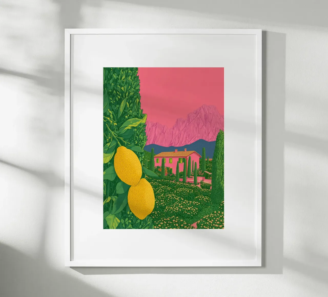 Lila Lebensmittel & Zitronen Pop-Art Sommer Toskana & Dolomiten Poster Poster von Kaji