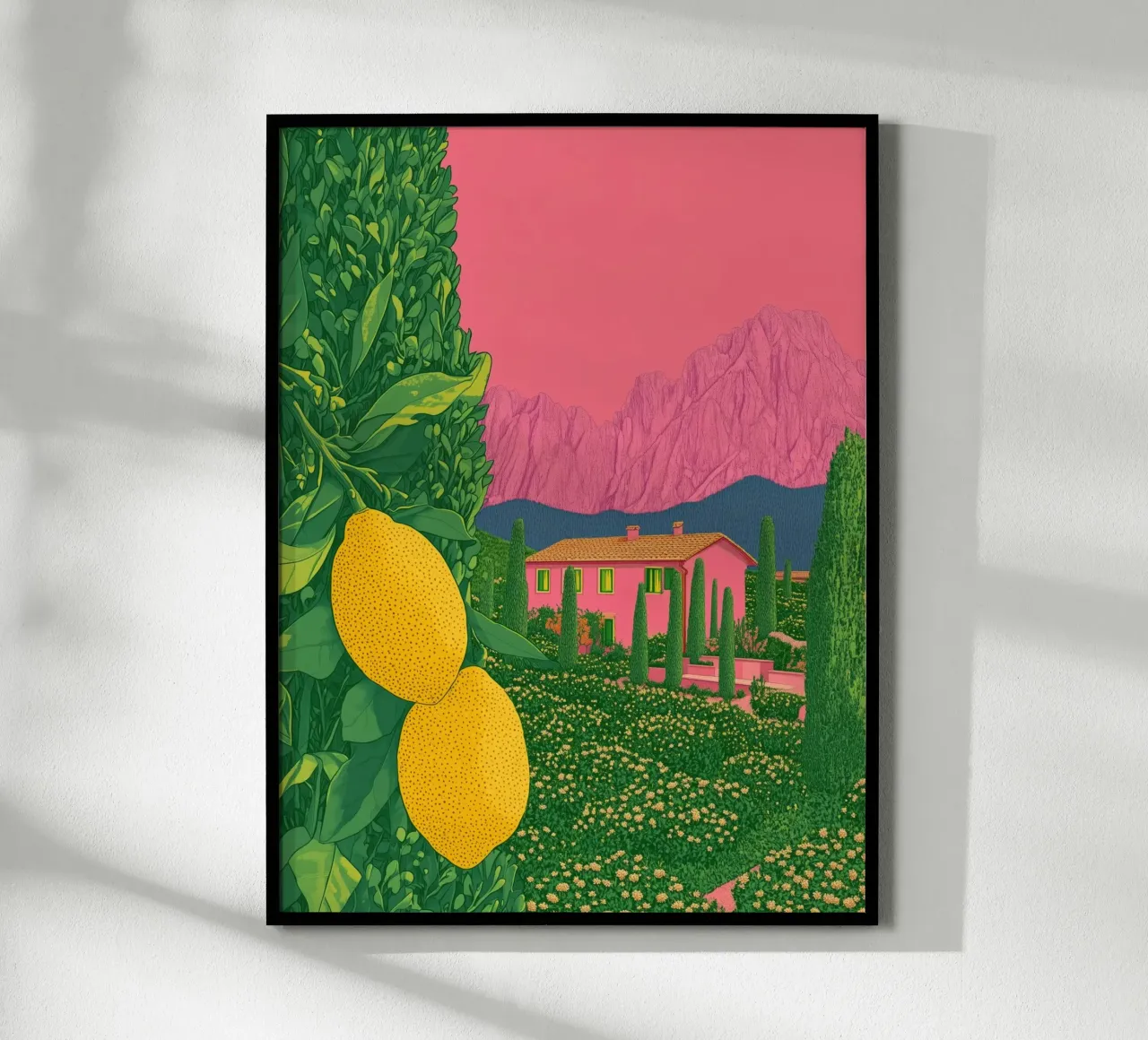 Lila Lebensmittel & Zitronen Pop-Art Sommer Toskana & Dolomiten Poster Poster von Kaji