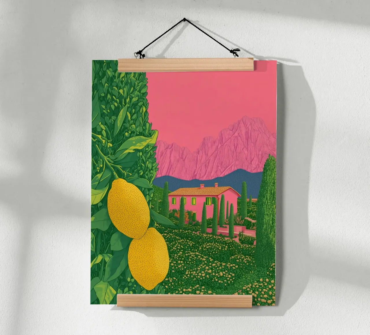 Lila Lebensmittel & Zitronen Pop-Art Sommer Toskana & Dolomiten Poster Poster von Kaji