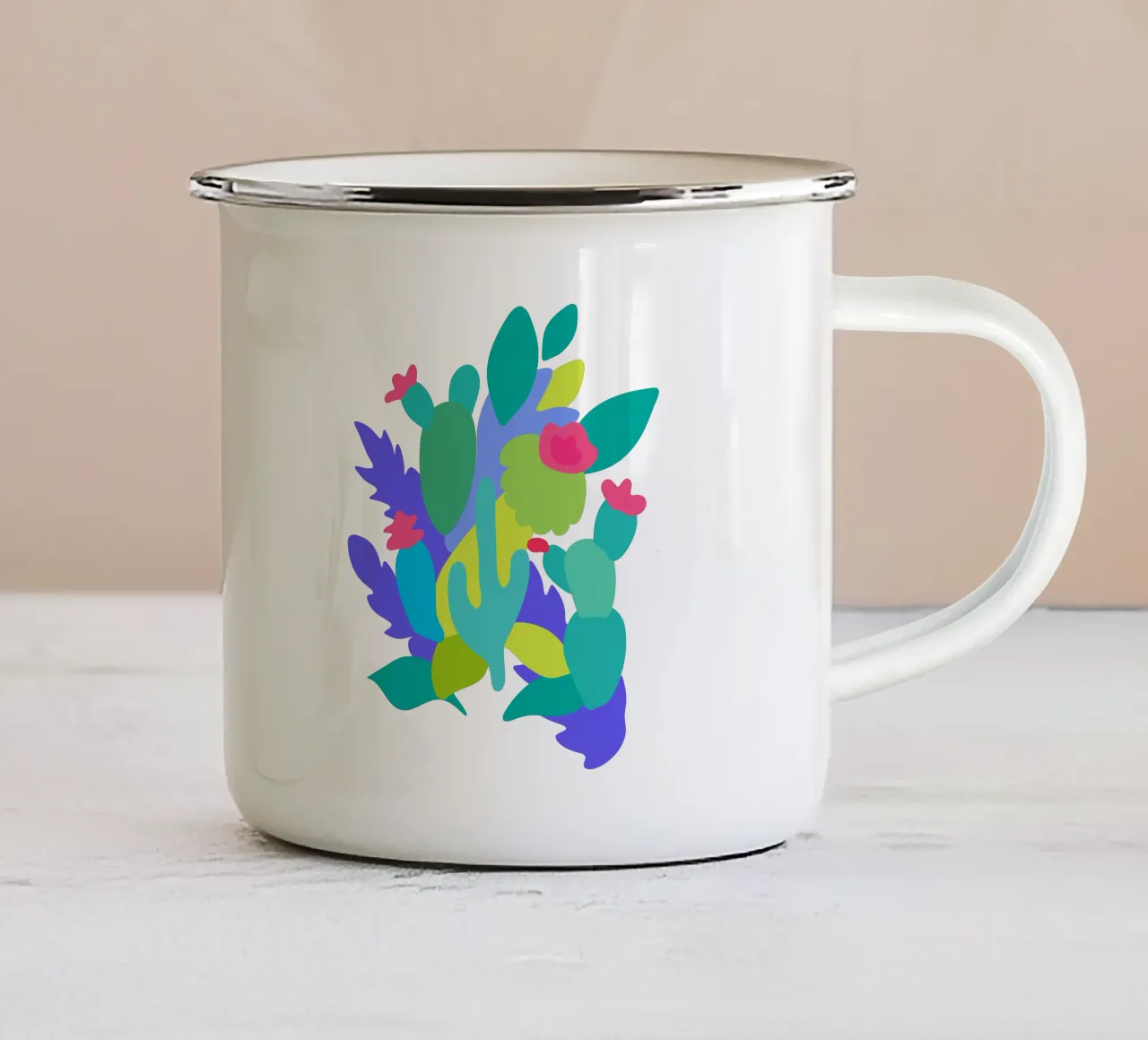 Cactus astratto tazza in smalto da Ana Paniagua Design