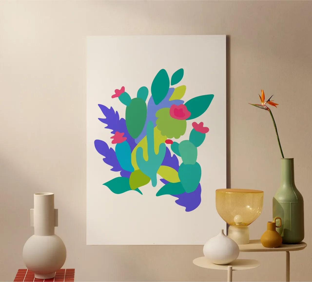 Cactus Abstract canvas by Ana Paniagua Design