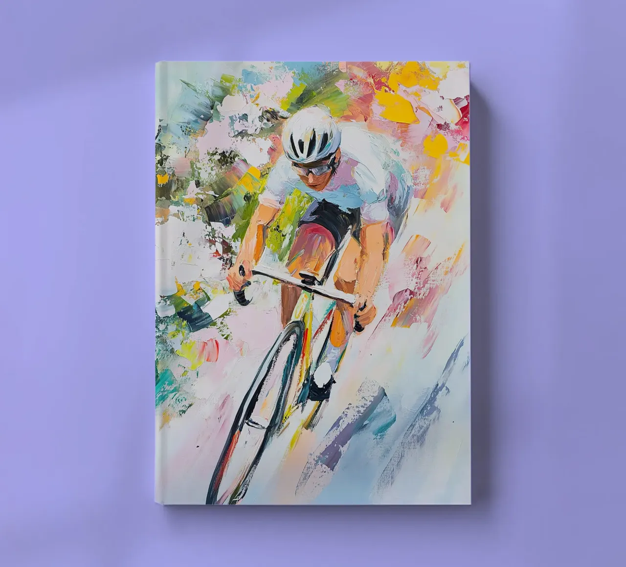 Cyclist Bicycle Movement Portrait Abstract Pastel notebook by Nikis Art Studio