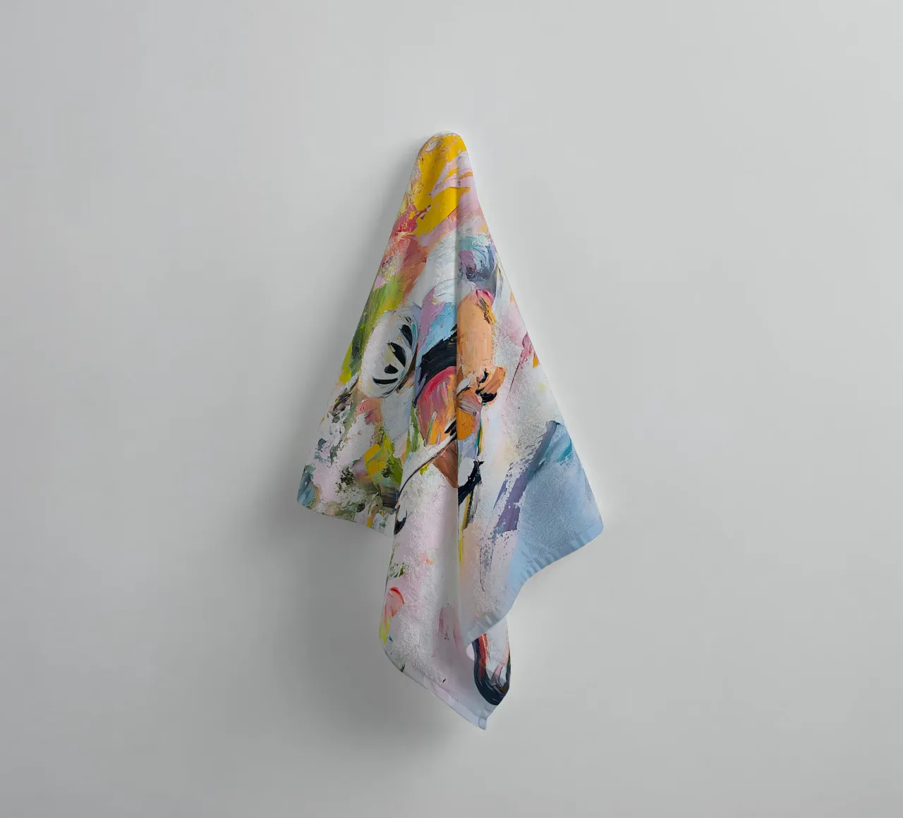 Cyclist Bicycle Movement Portrait Abstract Pastel towel by Nikis Art Studio