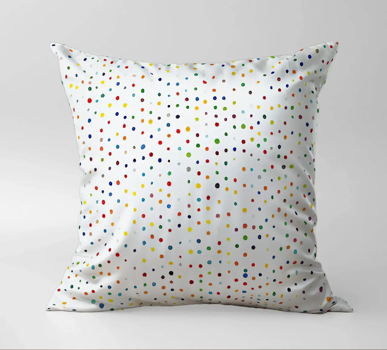 Dots White Confetti Abstract Colourful Minimalist decorative cushion by Nikis Art Studio