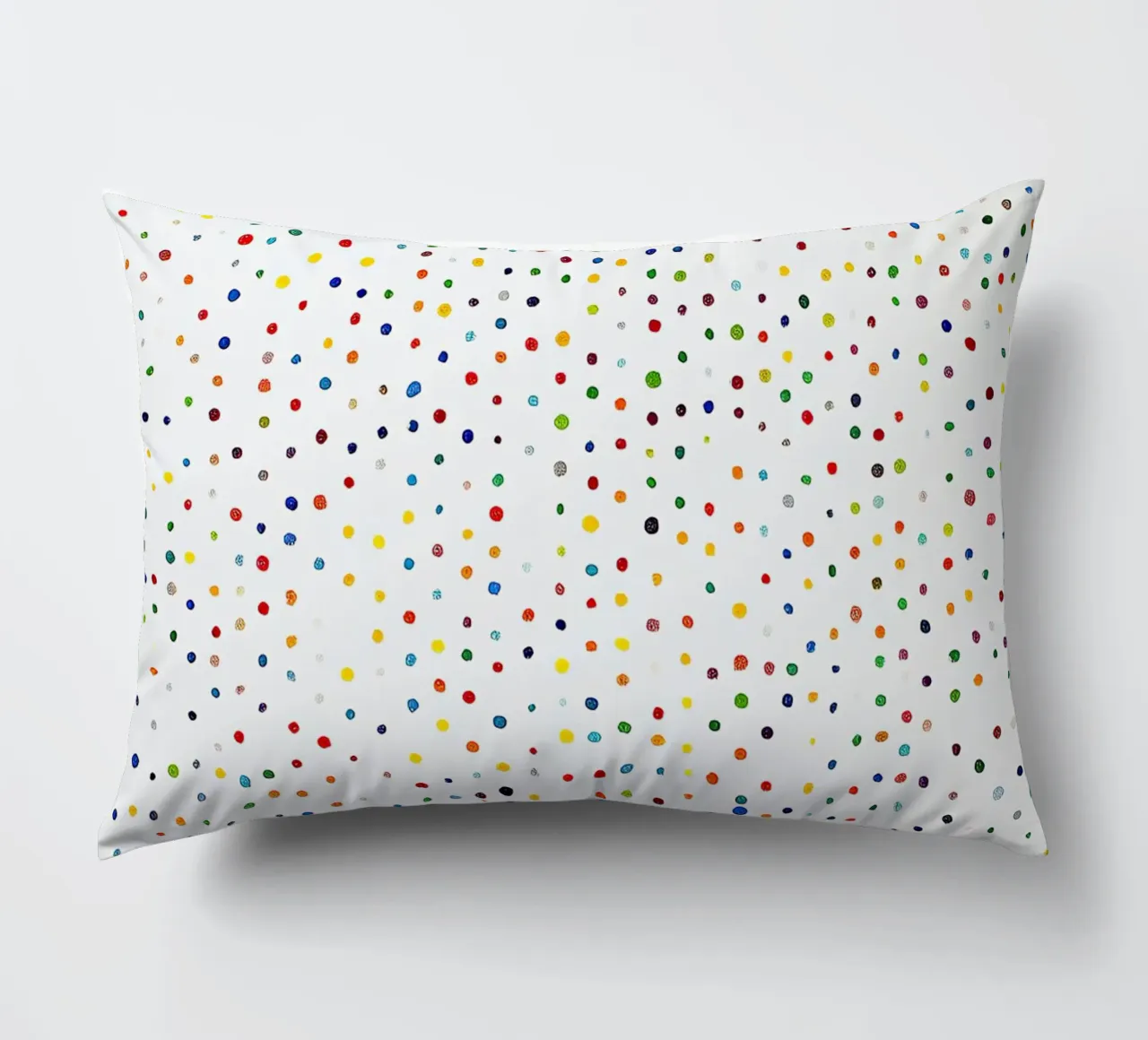 Dots White Confetti Abstract Colourful Minimalist decorative cushion by Nikis Art Studio