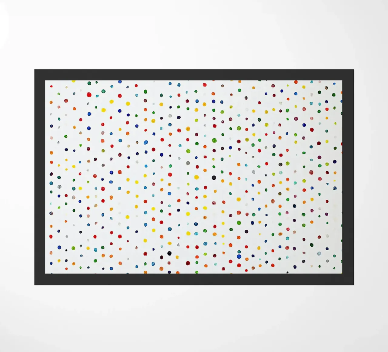 Dots White Confetti Abstract Colourful Minimalist doormat by Nikis Art Studio