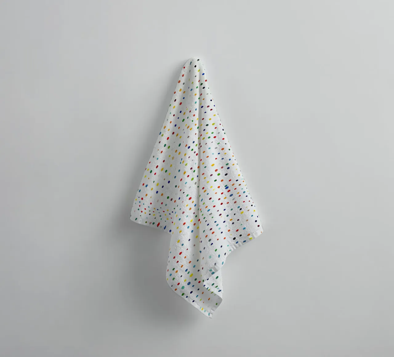 Dots White Confetti Abstract Colourful Minimalist towel by Nikis Art Studio
